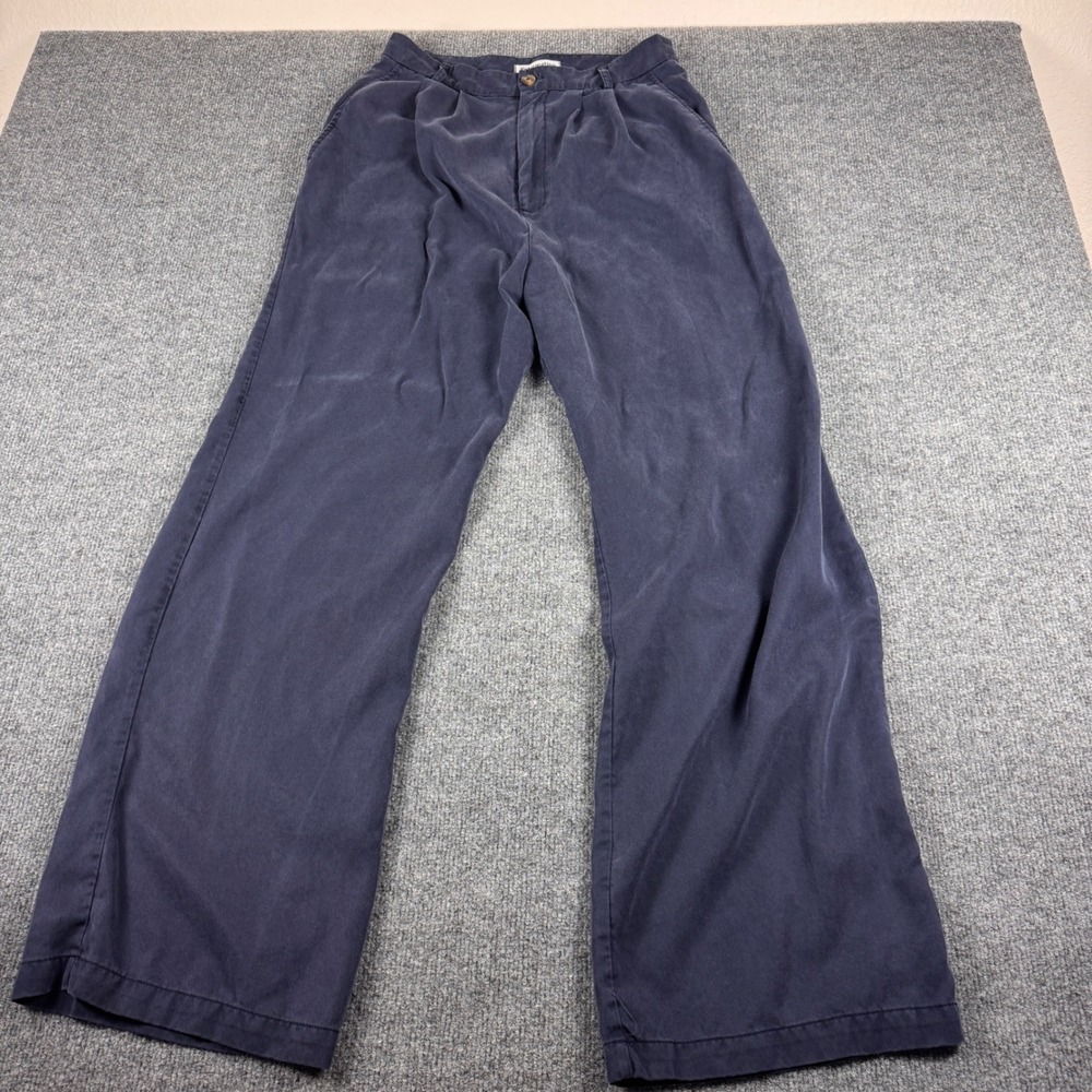Reformation Pleated Wide Leg Trousers Women Size 8 Navy Blue Good Tencel Pants
